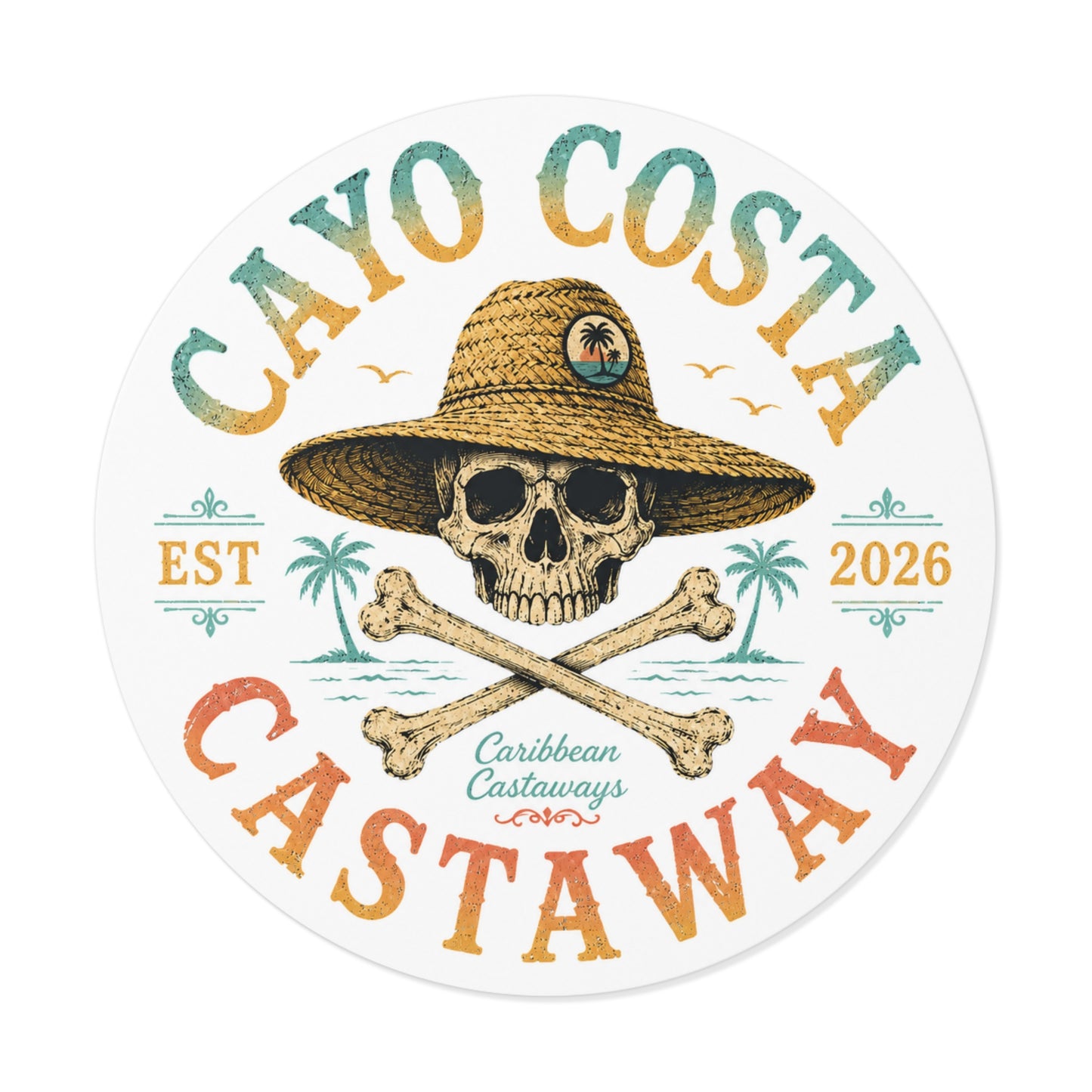 Cayo Costa Castaway Round Vinyl Sticker