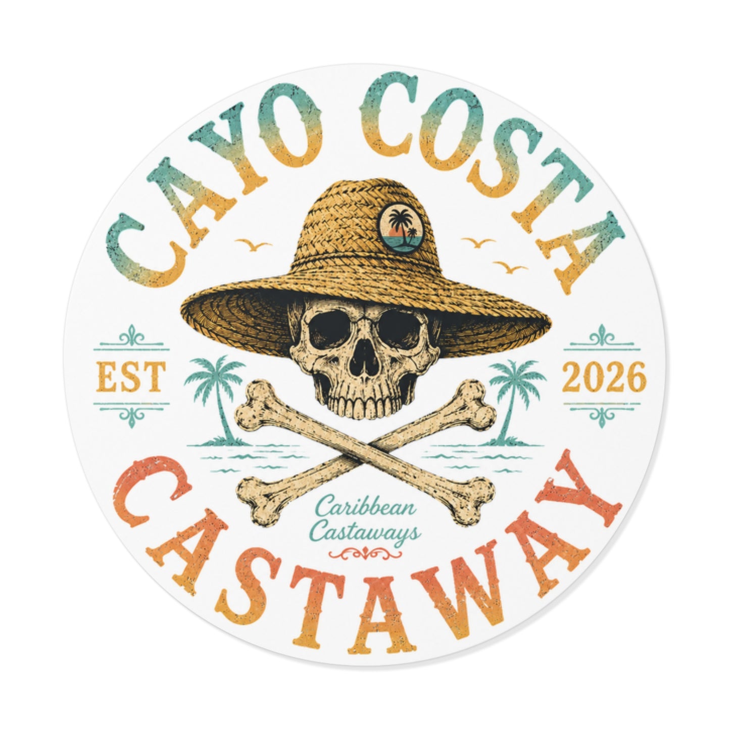 Cayo Costa Castaway Round Vinyl Sticker